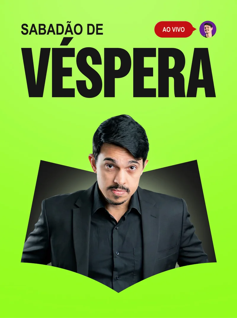 Cartaz do Sabadão de Véspera, ao vivo, com o Prof. Jota Sobreira.